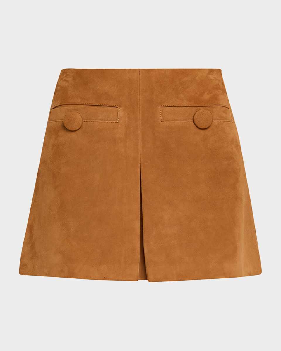 Suede Pleat Mini Skirt